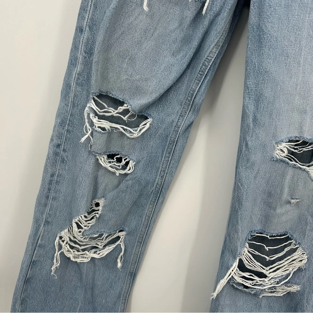 Zara High Waisted Wide Leg Ripped Jeans - Picture 3 of 5